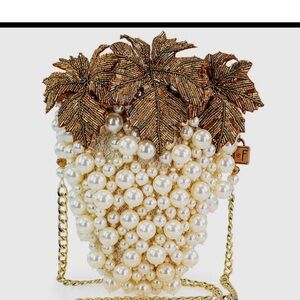 Mary Frances Grapes Galore Pearl and Gold‎ Leaf Clutch